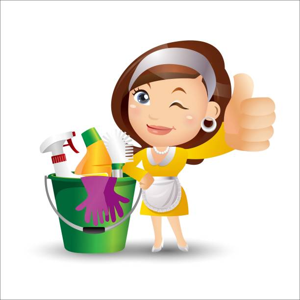 Contact-cleaning-lady-with-her-cleaning-supplies